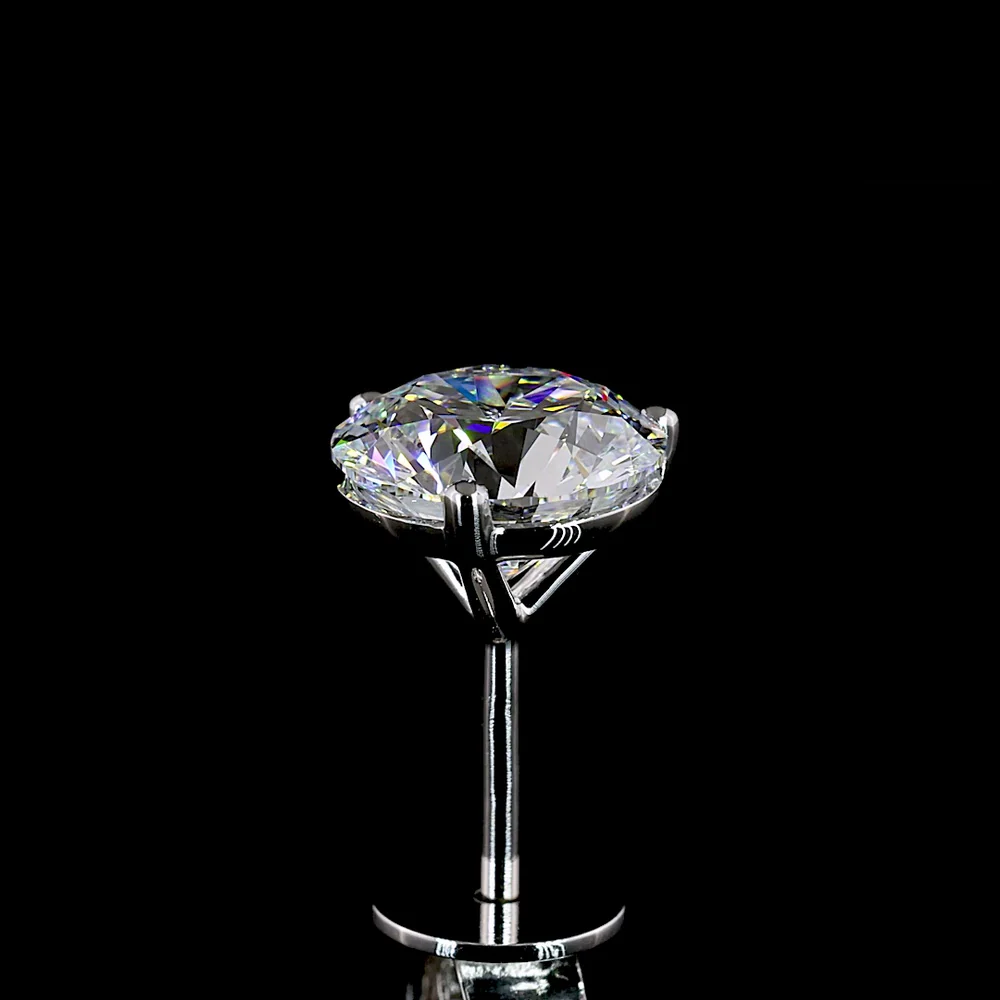 14K White Gold Round Brilliant Martini Stud Earrings with Lab Grown E-F VVS2 Diamonds - 2.02 Carats Total Diamond Weight - Covaloro Fine Jewelry - Image 4