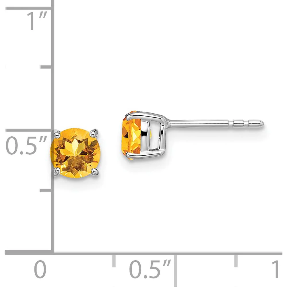 14K White Gold Round Citrine Stud Earrings - 0.47 Carat Total Citrine Weight by Monteluci Fine Jewelry - Image 4