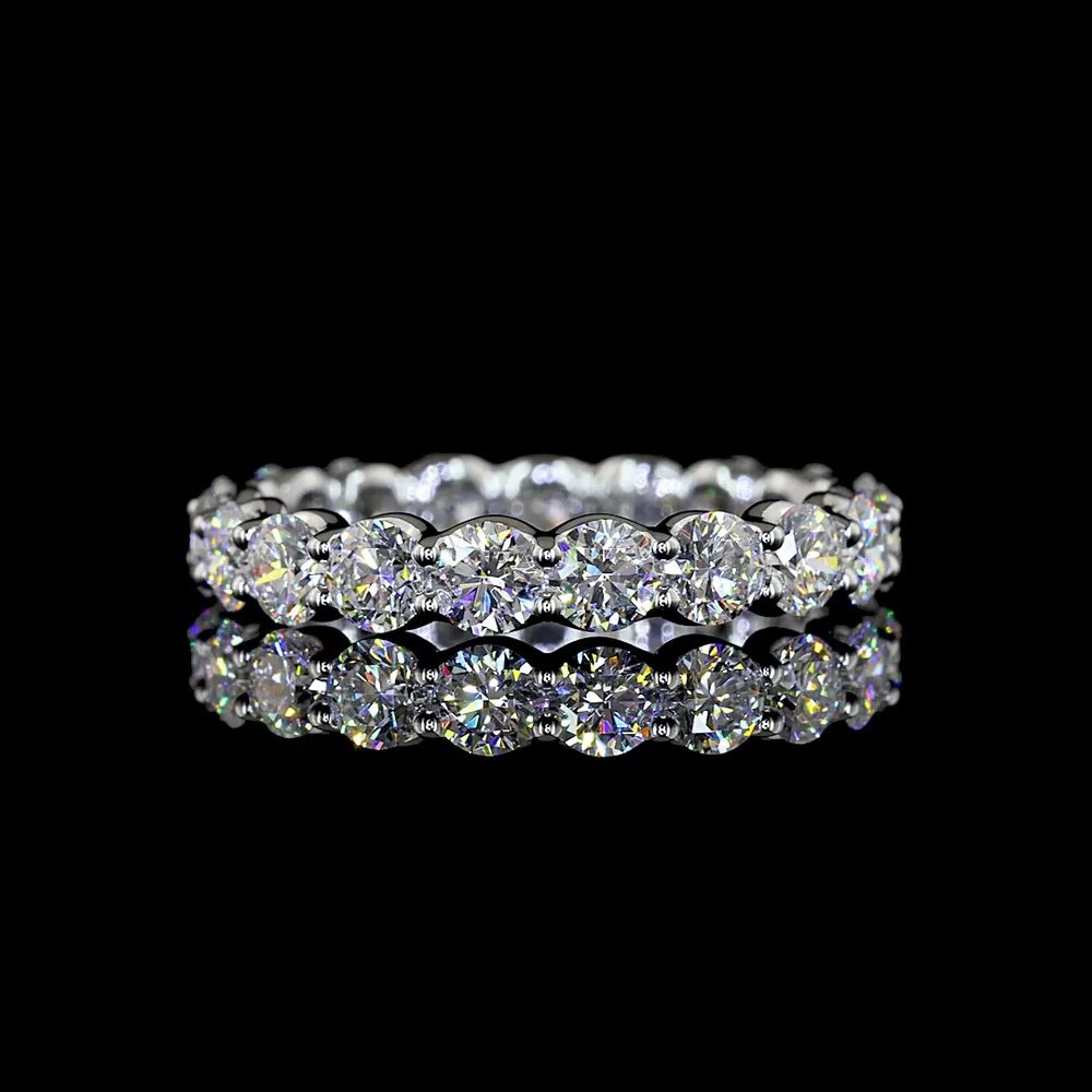 14K White Gold Round Cut Lab Diamond Eternity Band with U-Prong Setting - 1.67 Carat Total Diamond Weight - Covaloro Fine Jewelry