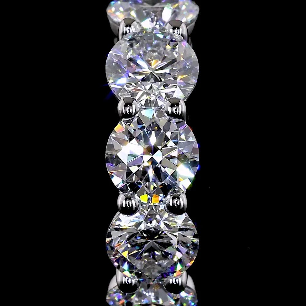 14K White Gold Round Cut Lab Diamond Huggie Earrings with Prong Setting - 3.14 Carat Total Diamond Weight - Covaloro Fine Jewelry - Image 3