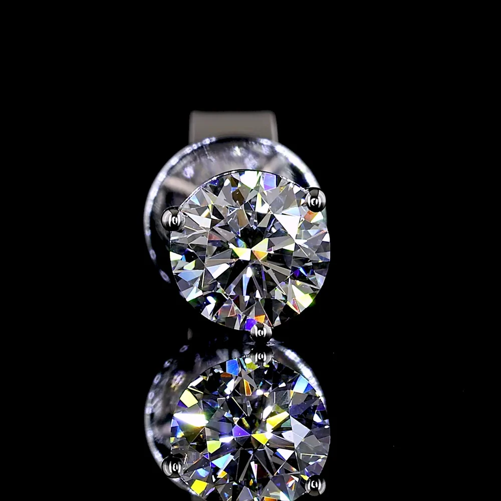 14K White Gold Round Cut Lab Diamond Martini Stud Earrings - 0.74 Carat Total Weight, E-F Color, VS1 Clarity - Covaloro Fine Jewelry - Image 3