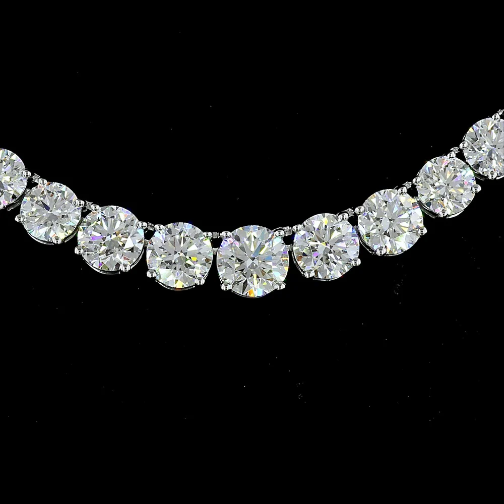 14K White Gold Round Cut Lab Diamond Riviera Necklace - 15.29 Carat Total Weight (E-F Color, VS Clarity, 138 Stones) - Covaloro Fine Jewelry - Image 2
