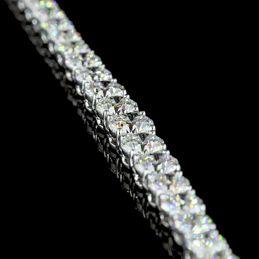 14K White Gold Round Cut Lab Diamond Riviera Necklace - 15.29 Carat Total Weight (E-F Color, VS Clarity, 138 Stones) - Covaloro Fine Jewelry - Image 3