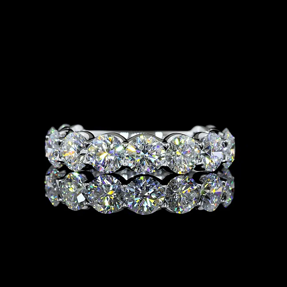 14K White Gold Round Cut Lab Diamond U-Prong Eternity Band - 3.29 Carat Total Diamond Weight - Covaloro Fine Jewelry