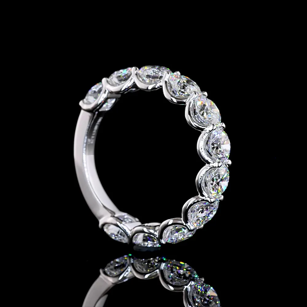 14K White Gold Round Cut Lab Diamond U-Prong Eternity Band - 3.29 Carat Total Diamond Weight - Covaloro Fine Jewelry - Image 3