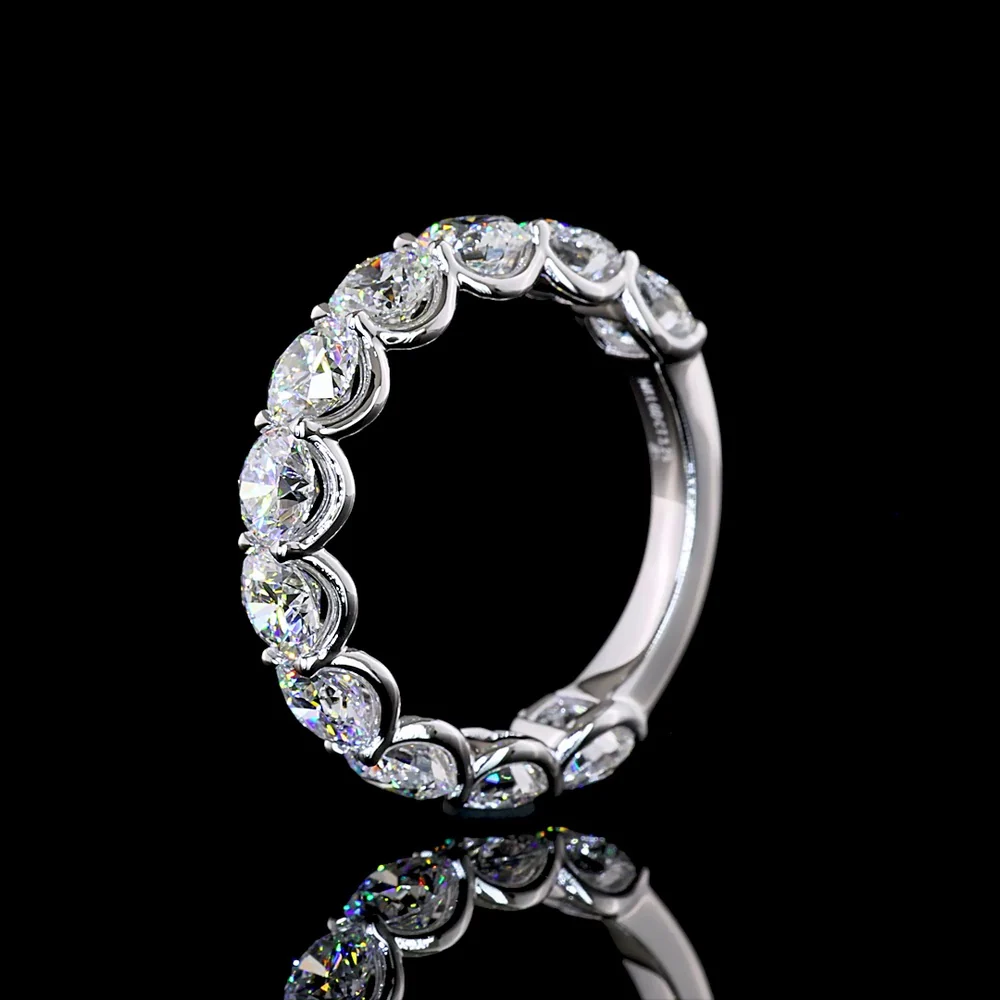 14K White Gold Round Cut Lab Diamond U-Prong Eternity Band - 3.29 Carat Total Diamond Weight - Covaloro Fine Jewelry - Image 4