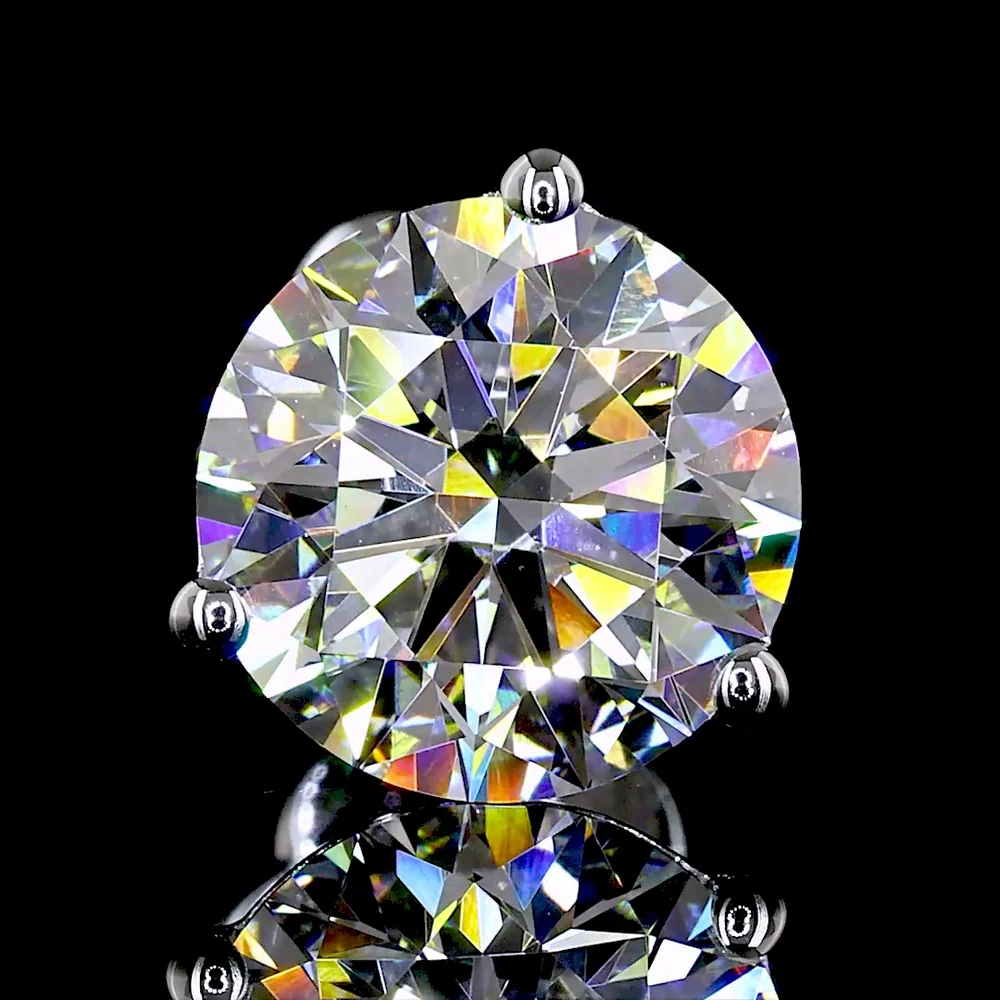 14K White Gold Round Cut Martini Set Lab Diamond Stud Earrings - 3.02 Carats Total Diamond Weight - Covaloro Fine Jewelry - Image 3