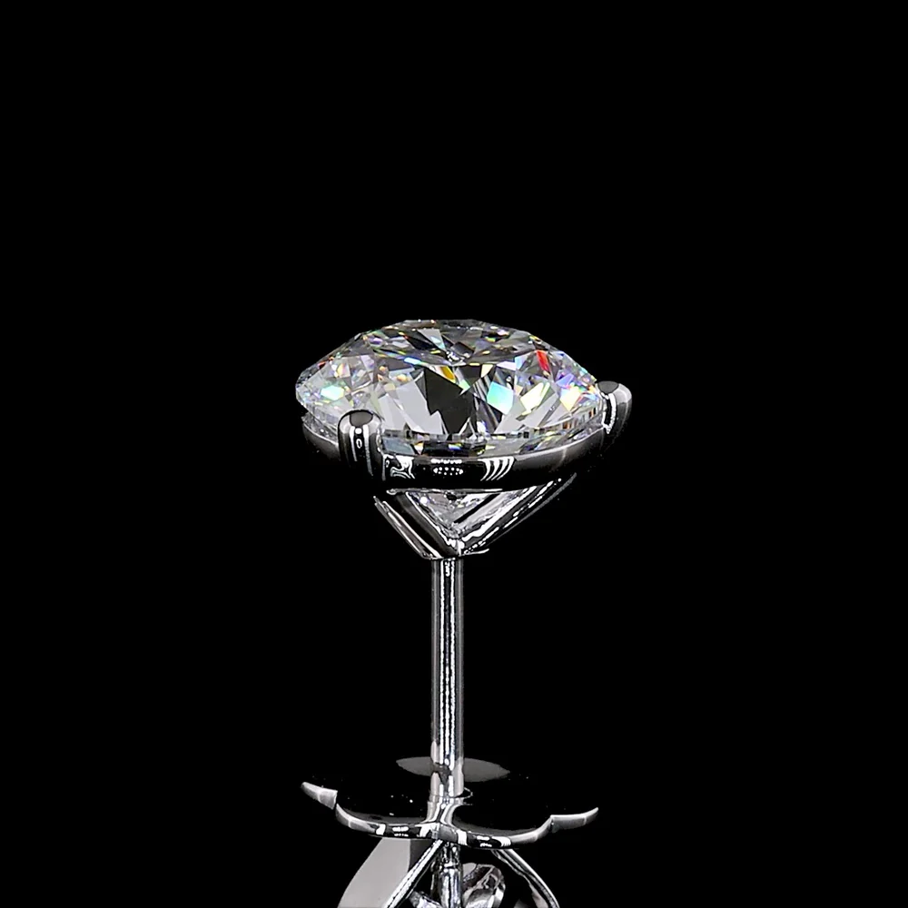 14K White Gold Round Cut Martini Set Lab Diamond Stud Earrings - 3.02 Carats Total Diamond Weight - Covaloro Fine Jewelry - Image 4