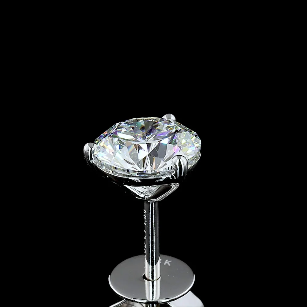 14K White Gold Round Cut Martini Stud Earrings with Lab Grown D VS1 Diamonds - 1.82 Carat Total Weight - Covaloro Fine Jewelry - Image 2