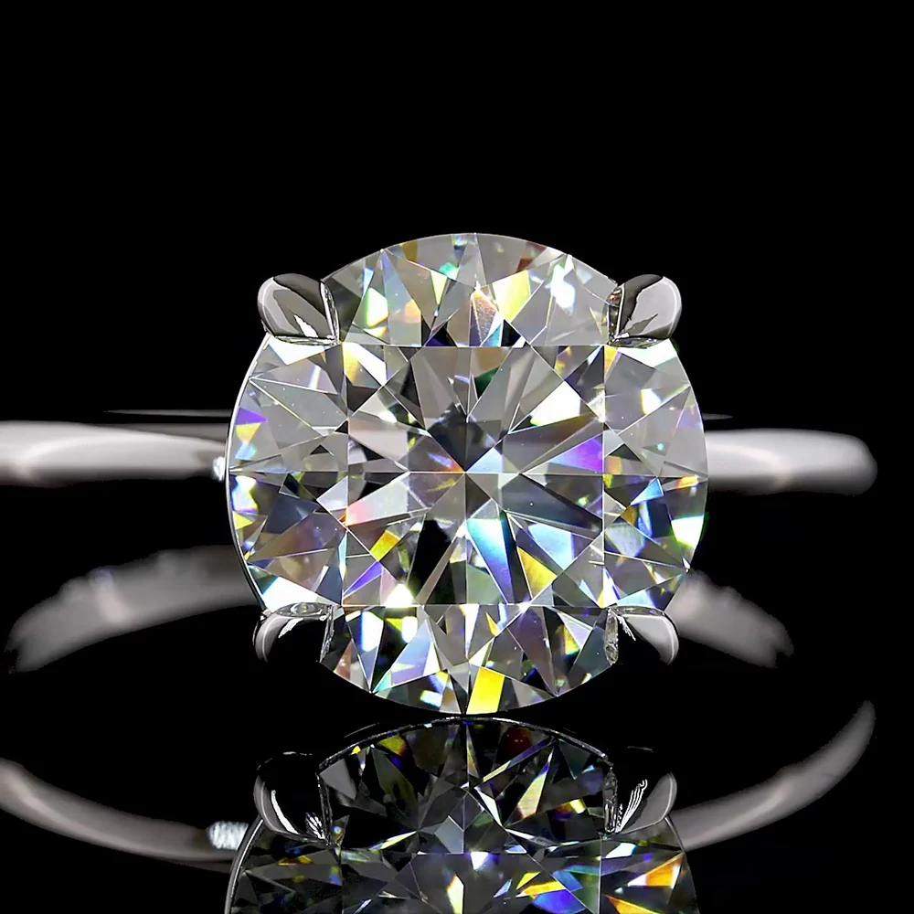 14K White Gold Round Cut Solitaire Engagement Ring with 3.53 Carat Lab Grown F VVS2 Diamond - IGI Certified - Covaloro Fine Jewelry - Image 2
