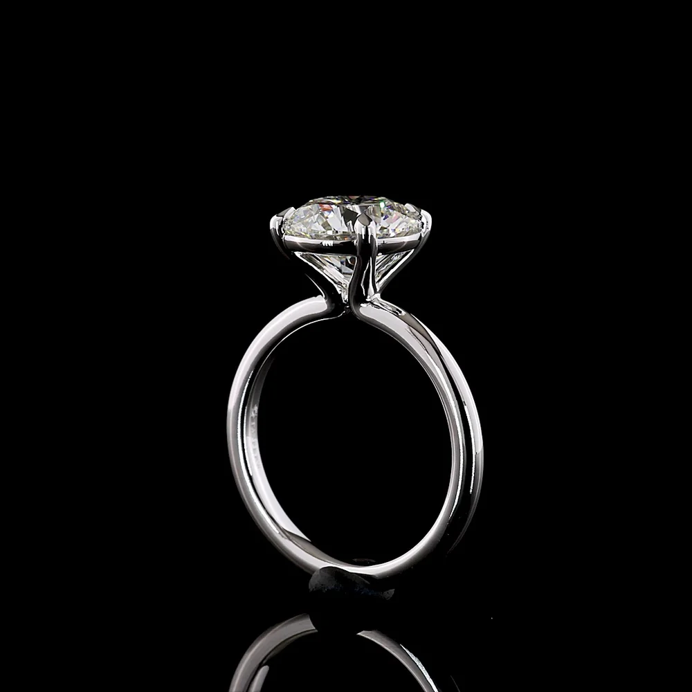 14K White Gold Round Cut Solitaire Engagement Ring with 3.53 Carat Lab Grown F VVS2 Diamond - IGI Certified - Covaloro Fine Jewelry - Image 3