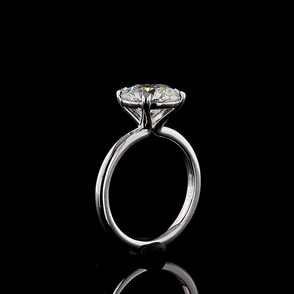 14K White Gold Round Cut Solitaire Engagement Ring with 3.53 Carat Lab Grown F VVS2 Diamond - IGI Certified - Covaloro Fine Jewelry - Image 4