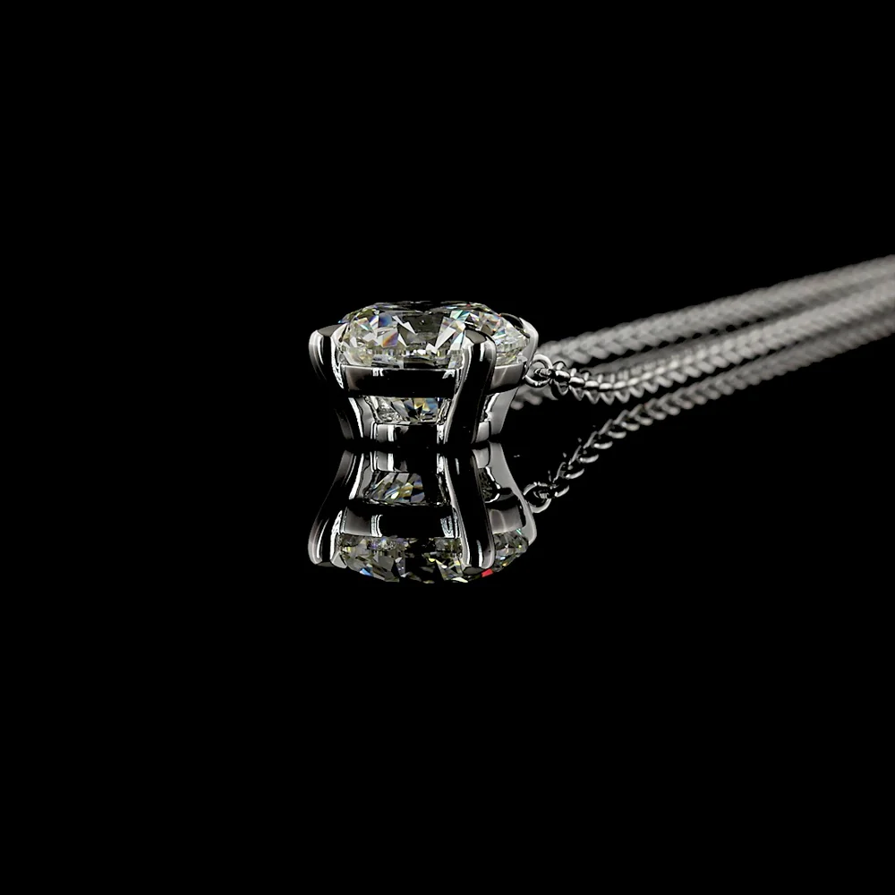 14K White Gold Round-Cut Solitaire Pendant with 3.03 Carat Lab Diamond - E-F Color, VVS2 Clarity, Four-Prong Setting - Covaloro Fine Jewelry - Image 3