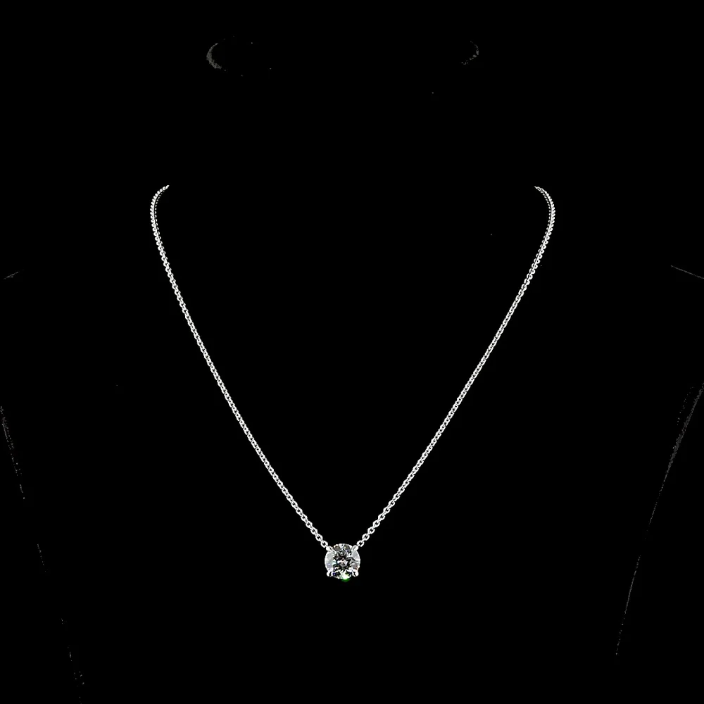 14K White Gold Round-Cut Solitaire Pendant with 3.03 Carat Lab Diamond - E-F Color, VVS2 Clarity, Four-Prong Setting - Covaloro Fine Jewelry - Image 4