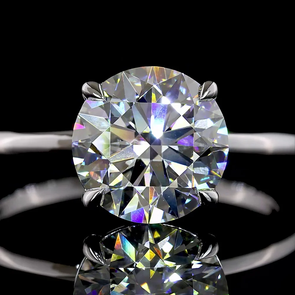 14K White Gold Round Cut Solitaire Ring with Lab-Grown 2.58 Carat E-F VVS2 Brilliant Diamond - IGI Certified - Covaloro Fine Jewelry - Image 2