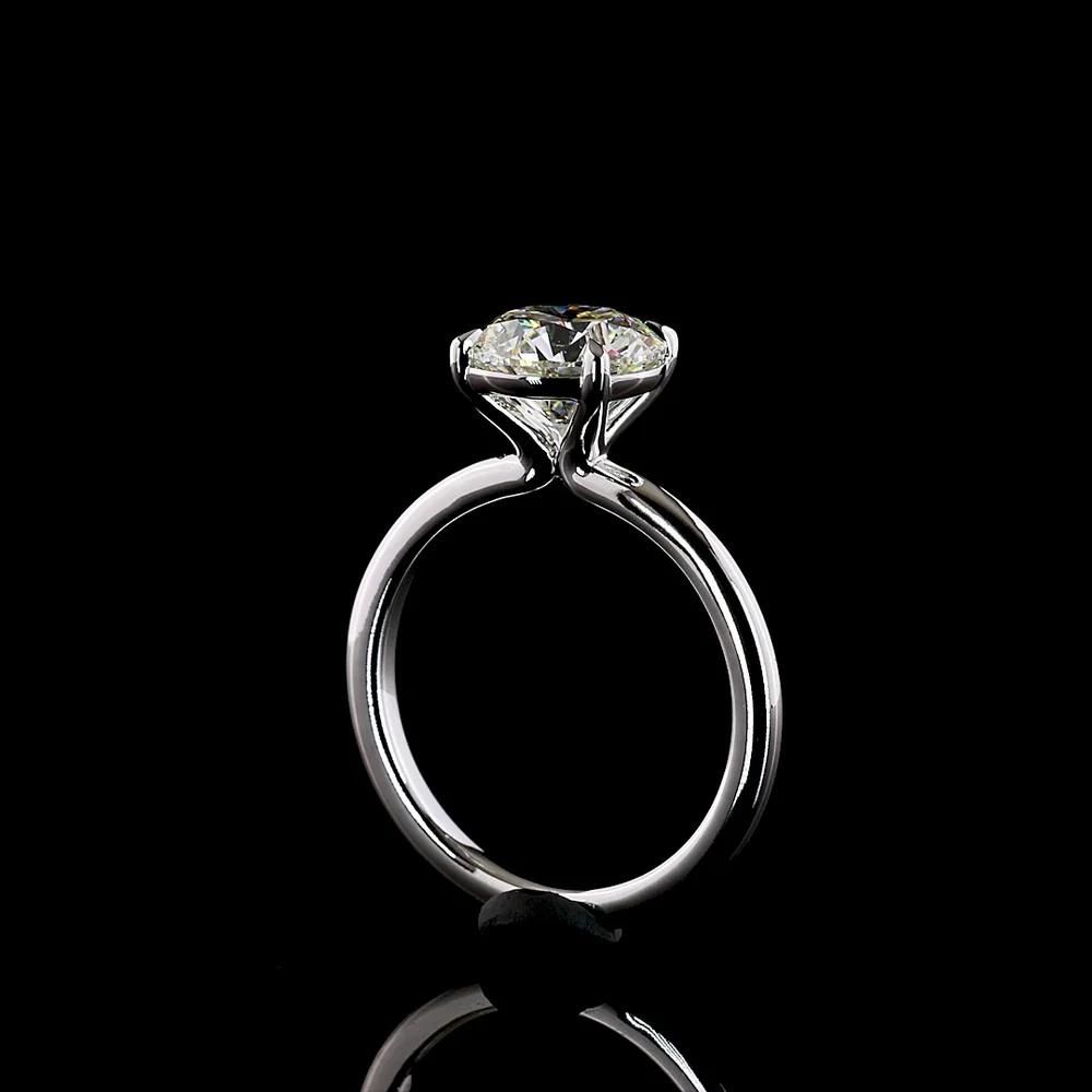 14K White Gold Round Cut Solitaire Ring with Lab-Grown 2.58 Carat E-F VVS2 Brilliant Diamond - IGI Certified - Covaloro Fine Jewelry - Image 3