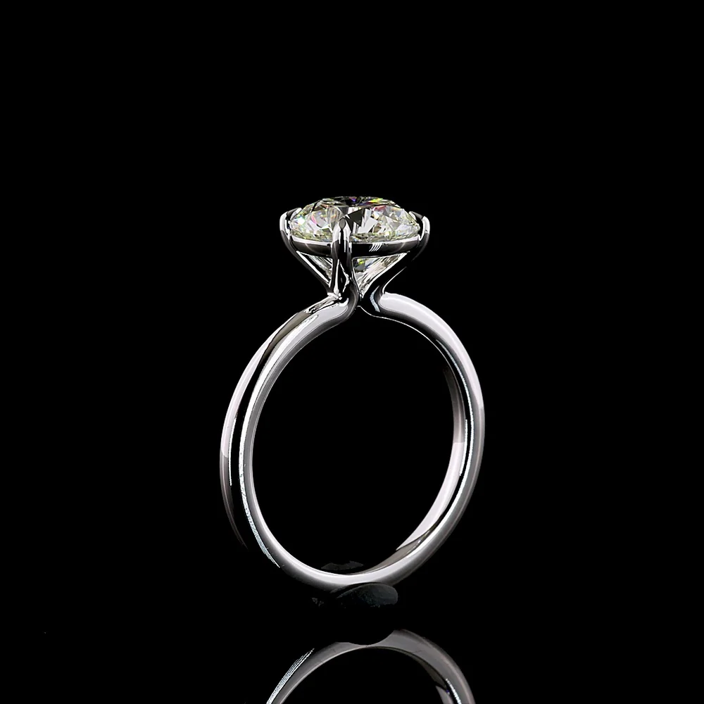 14K White Gold Round Cut Solitaire Ring with Lab-Grown 2.58 Carat E-F VVS2 Brilliant Diamond - IGI Certified - Covaloro Fine Jewelry - Image 4