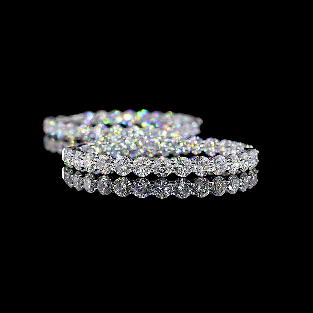14K White Gold Round Diamond Hoop Earrings with Prong Set E-F VS Lab Grown Diamonds - 14.87 Carat Total Weight - Covaloro Fine Jewelry - Image 4