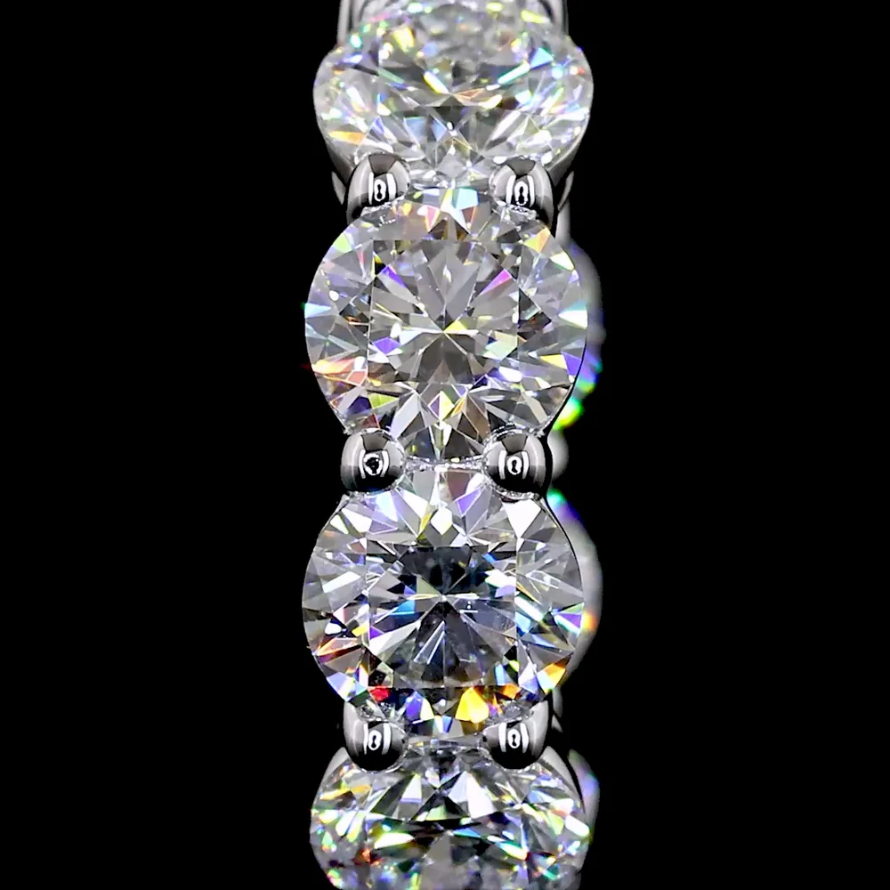 14K White Gold Round Diamond Huggie Earrings with Prong Set Lab Diamonds - 3.13 Total Carat Weight - Covaloro Fine Jewelry - Image 3