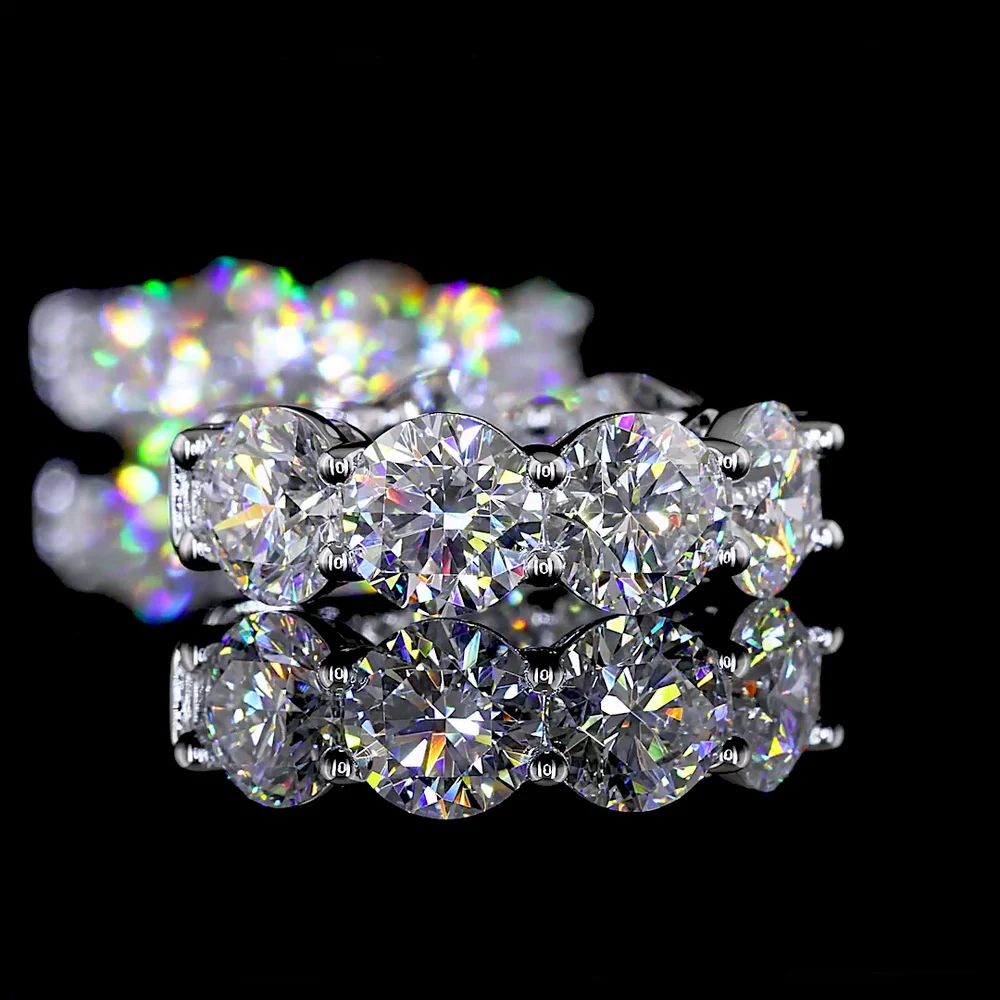 14K White Gold Round Huggie Earrings with 12 Brilliant Cut Lab Grown Diamonds - 5.18 Carat Total Diamond Weight - Covaloro Fine Jewelry - Image 4