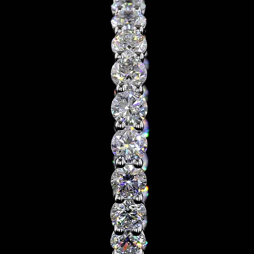14K White Gold Round Huggie Earrings with Prong-Set Lab Grown Diamonds - 5.99 Carats Total Diamond Weight - Covaloro Fine Jewelry - Image 3