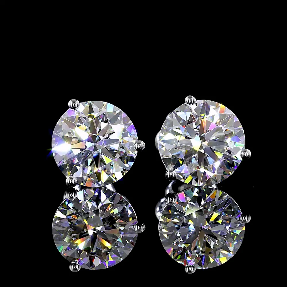 14K White Gold Round Martini Stud Earrings with IGI Certified Lab Diamonds - 4.56 Carat Total Weight, E Color VS1 Clarity - Covaloro Fine Jewelry - Image 2