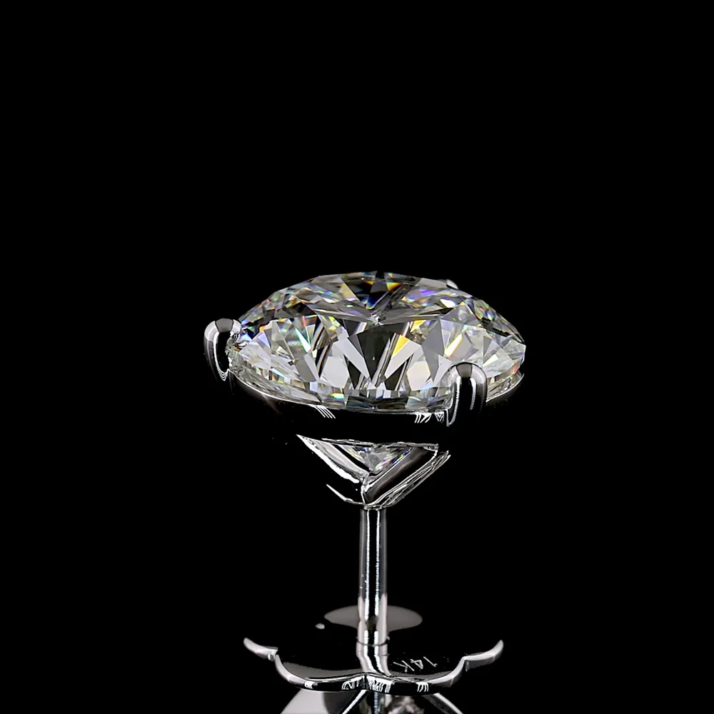 14K White Gold Round Martini Stud Earrings with IGI Certified Lab Diamonds - 4.56 Carat Total Weight, E Color VS1 Clarity - Covaloro Fine Jewelry - Image 4