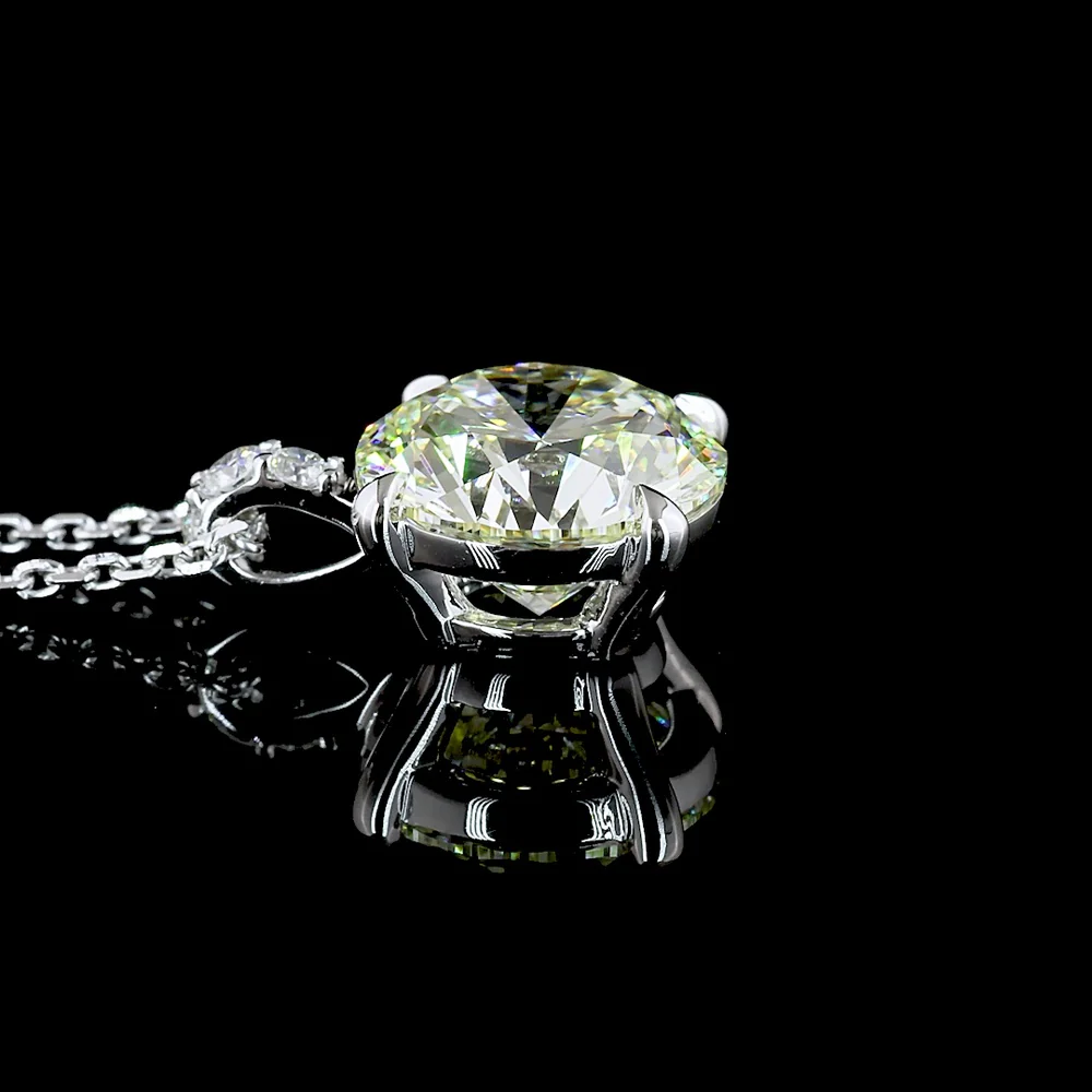 14K White Gold Round Pendant with 2.76 Carat Brilliant Cut Lab Diamond and Accent Stones - IGI Certified - Covaloro Fine Jewelry - Image 3