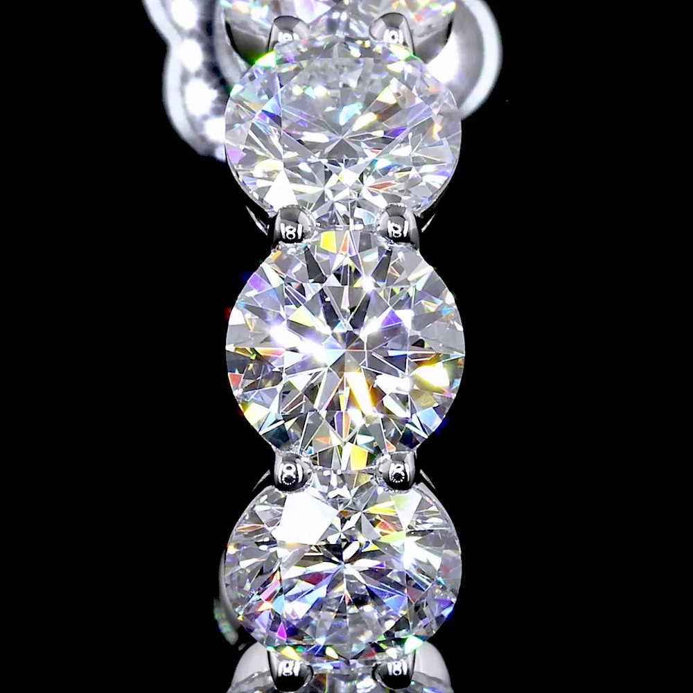14K White Gold Round Shape C Hoop Earrings with 14 Prong-Set Brilliant Cut Lab Diamonds - 4.60 Carat Total Weight, E-F VS2 - Covaloro Fine Jewelry - Image 3