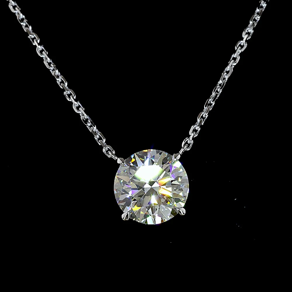 14K White Gold Round Solitaire Pendant with 1.51 Carat Lab Grown Diamond - E-F Color VVS2 Clarity Four-Prong Setting - Covaloro Fine Jewelry - Image 2