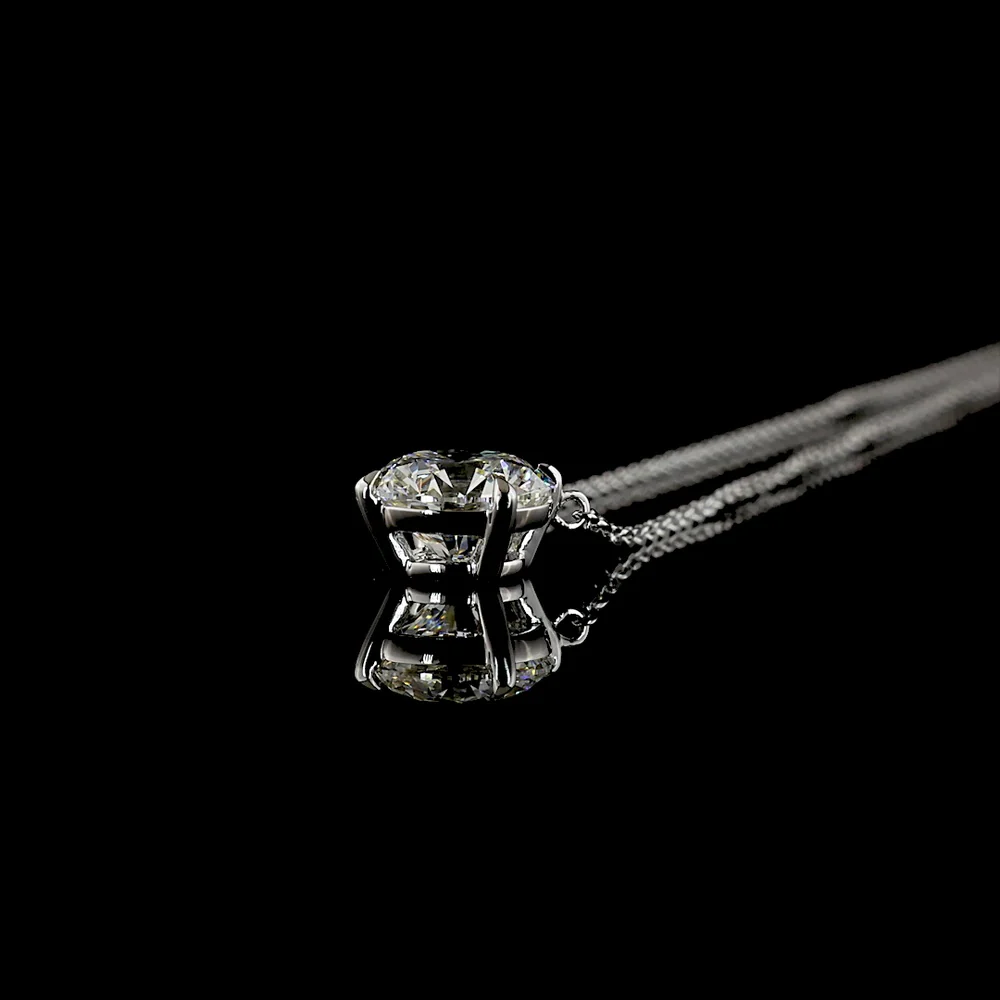 14K White Gold Round Solitaire Pendant with 1.51 Carat Lab Grown Diamond - E-F Color VVS2 Clarity Four-Prong Setting - Covaloro Fine Jewelry - Image 3