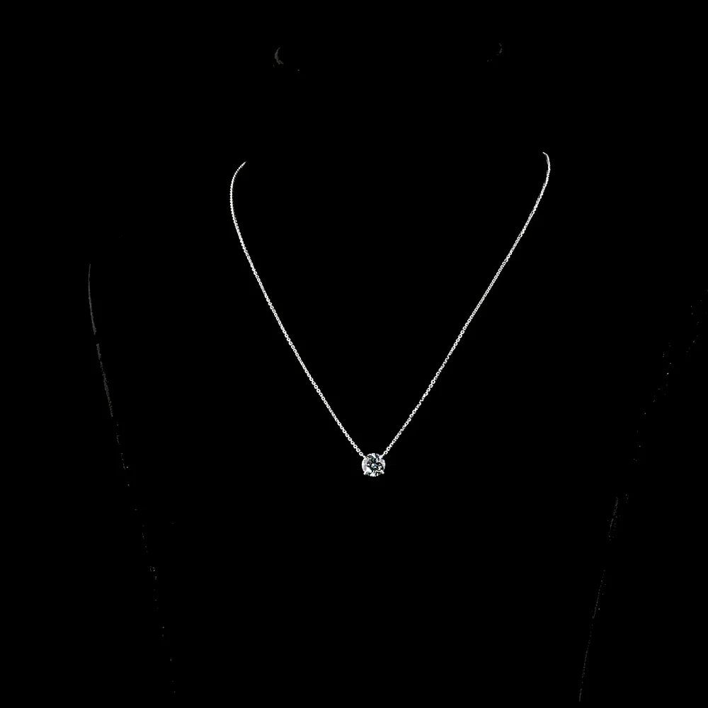 14K White Gold Round Solitaire Pendant with 1.51 Carat Lab Grown Diamond - E-F Color VVS2 Clarity Four-Prong Setting - Covaloro Fine Jewelry - Image 4