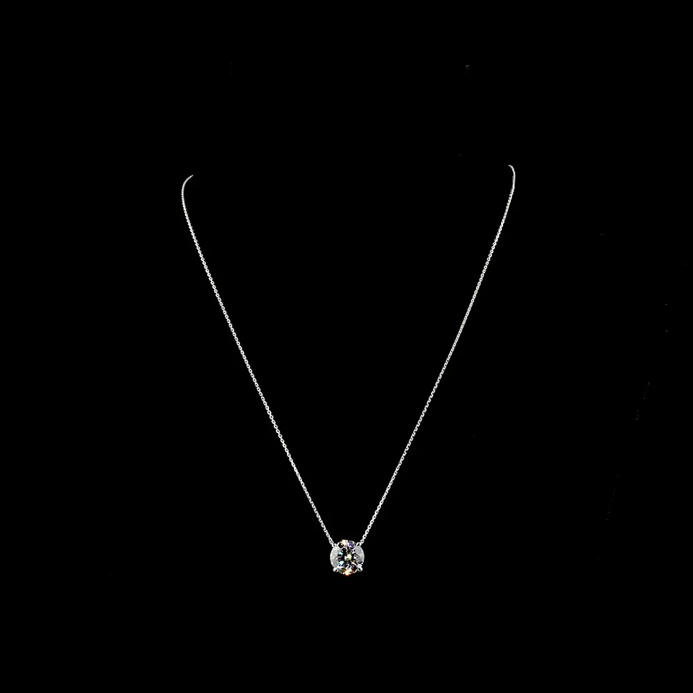 14K White Gold Round Solitaire Pendant with 4.07 Carat Lab Grown Diamond - E VVS2 IGI Certified - Covaloro Fine Jewelry