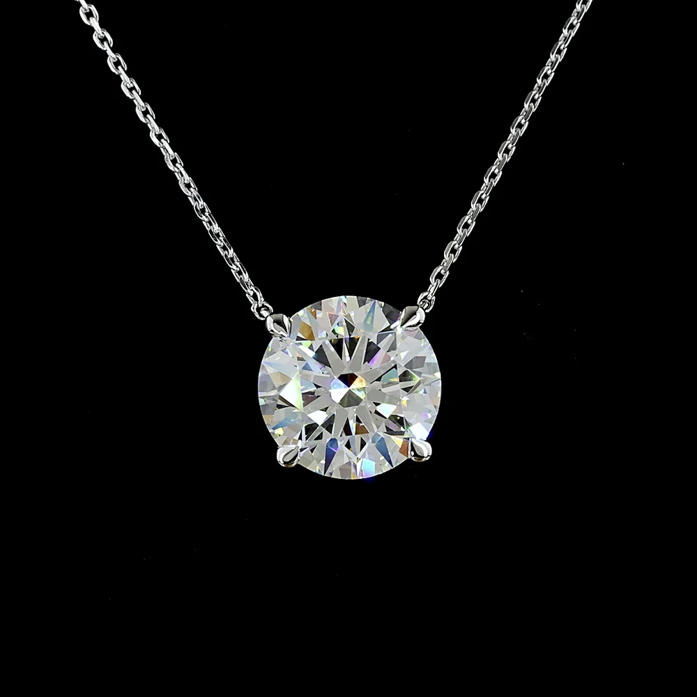 14K White Gold Round Solitaire Pendant with 4.07 Carat Lab Grown Diamond - E VVS2 IGI Certified - Covaloro Fine Jewelry - Image 2