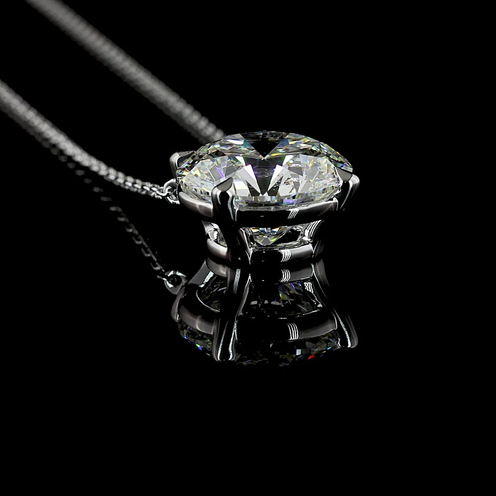 14K White Gold Round Solitaire Pendant with 4.07 Carat Lab Grown Diamond - E VVS2 IGI Certified - Covaloro Fine Jewelry - Image 3