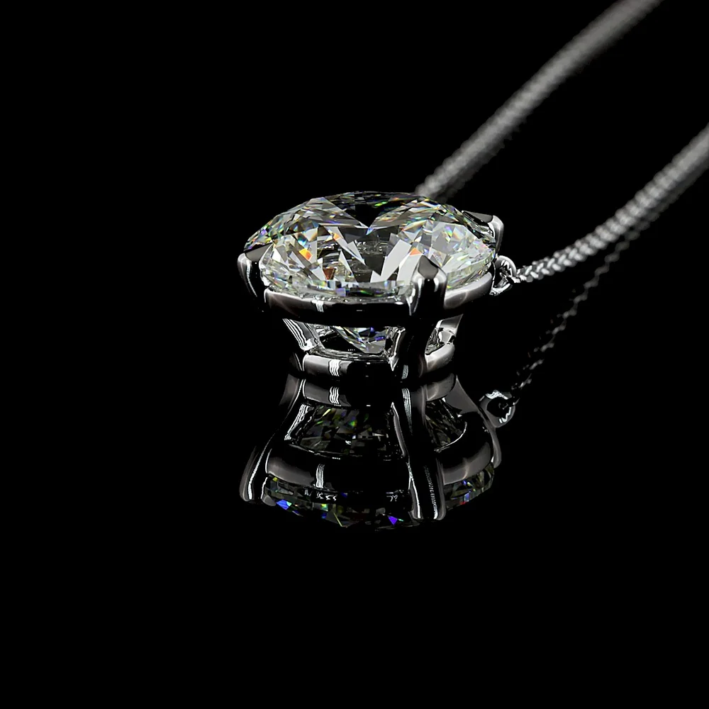 14K White Gold Round Solitaire Pendant with 4.07 Carat Lab Grown Diamond - E VVS2 IGI Certified - Covaloro Fine Jewelry - Image 4