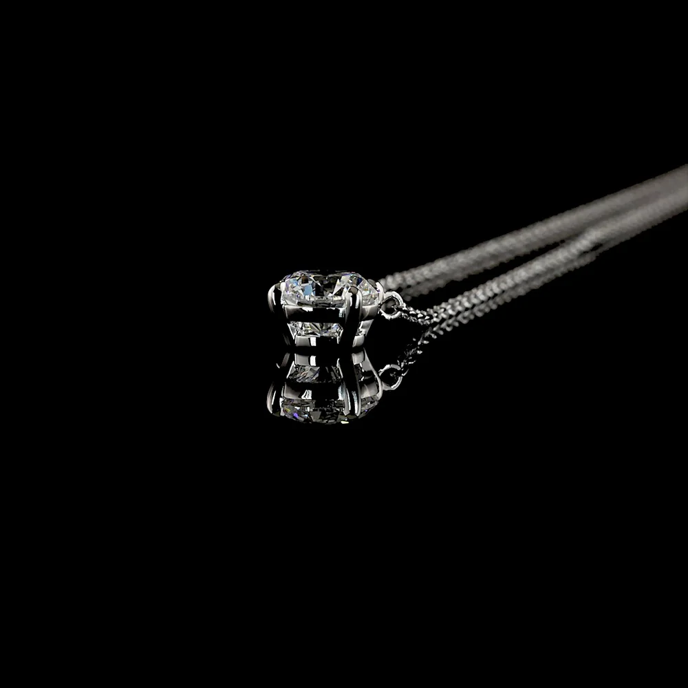 14K White Gold Round Solitaire Pendant with Brilliant Cut Lab Diamond - 0.71 Carat Total Diamond Weight, E-F Color VS1 Clarity - Covaloro Fine Jewelry - Image 3