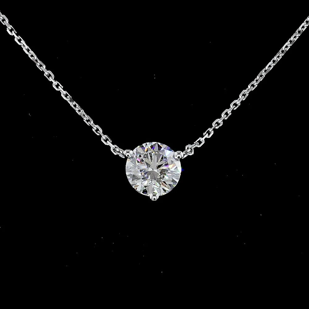 14K White Gold Round Solitaire Pendant with Brilliant Cut Lab Diamond - 2.61 Carat Total Weight, E-F Color, VS1 Clarity - Covaloro Fine Jewelry - Image 2
