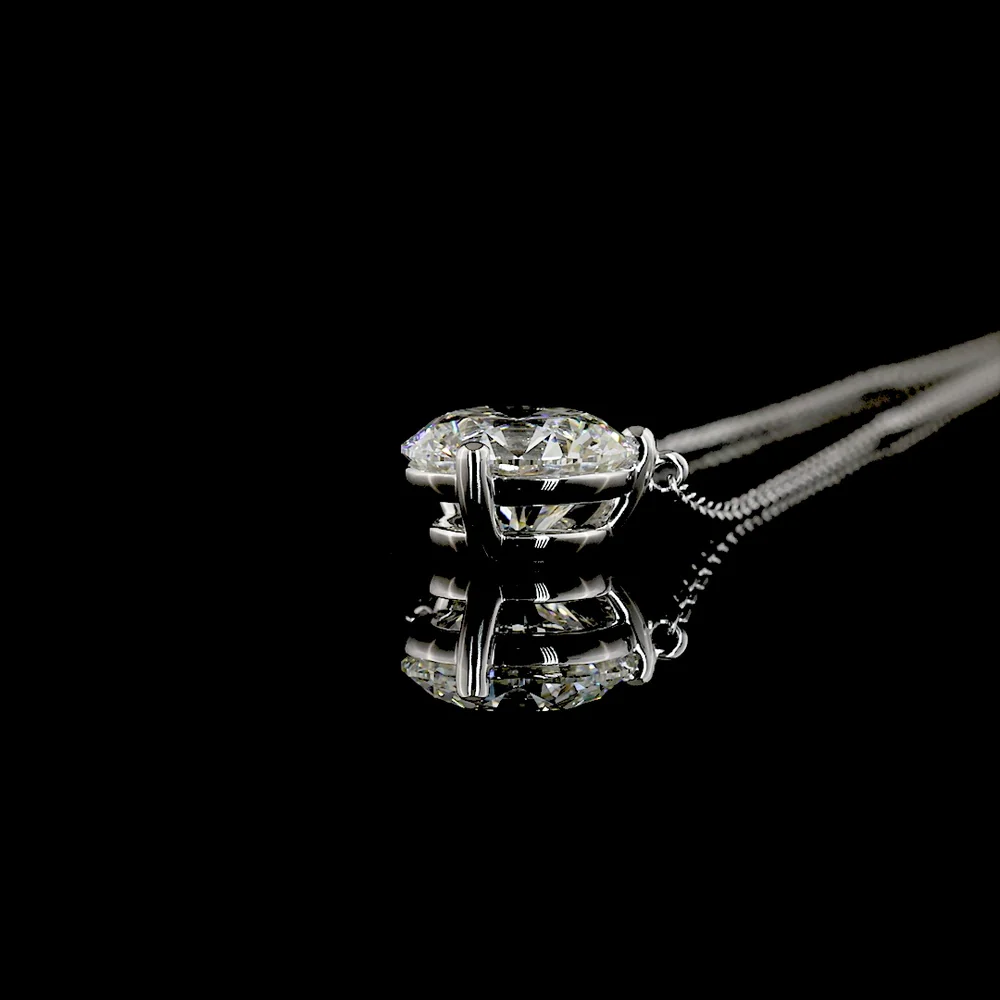 14K White Gold Round Solitaire Pendant with Brilliant Cut Lab Diamond - 2.61 Carat Total Weight, E-F Color, VS1 Clarity - Covaloro Fine Jewelry - Image 3