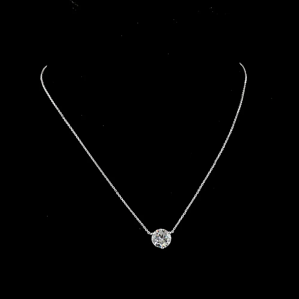14K White Gold Round Solitaire Pendant with Brilliant Cut Lab Diamond - 2.61 Carat Total Weight, E-F Color, VS1 Clarity - Covaloro Fine Jewelry - Image 4