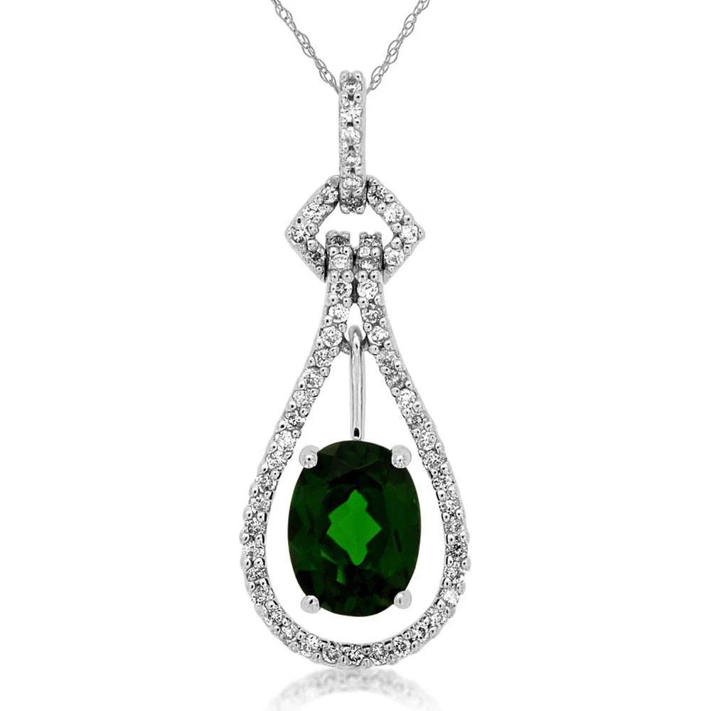 14K White Gold Russalite & Diamond Pendant - 1.52 Carats Total Gemstone Weight - Royal Jewelry