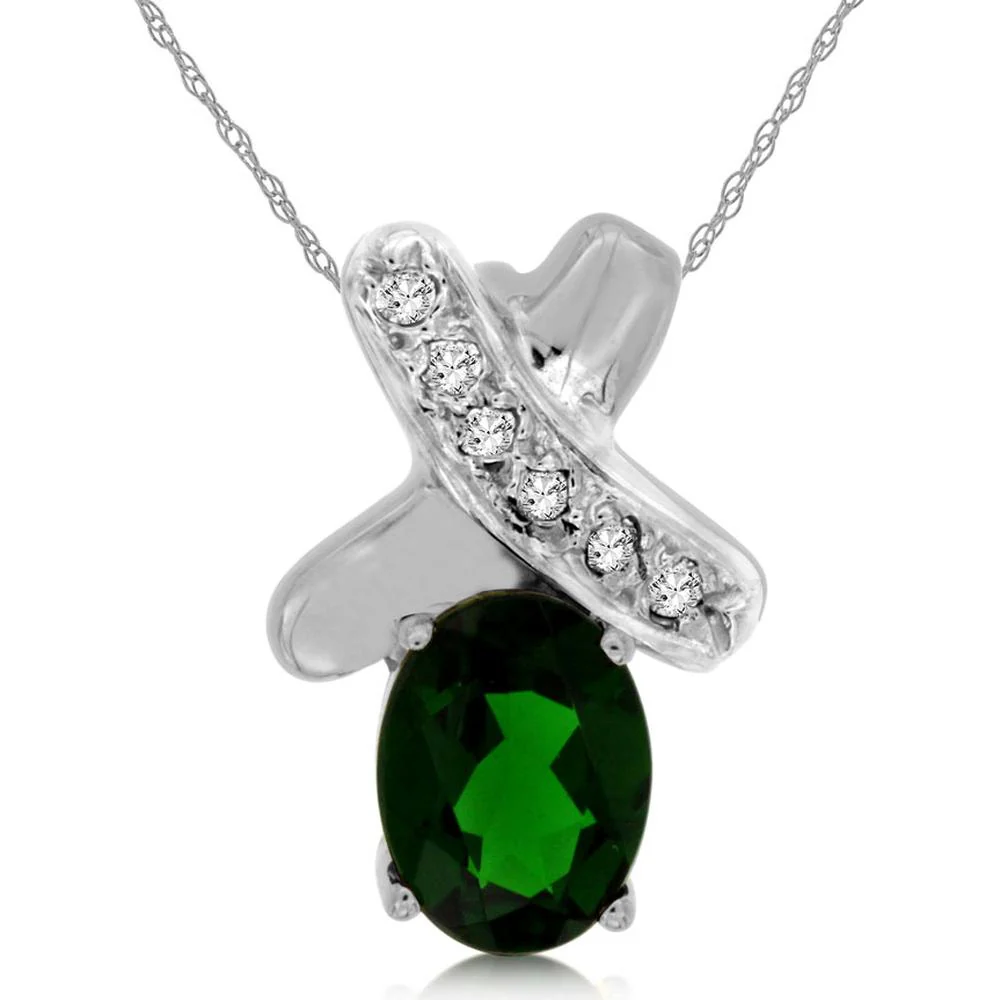 14K White Gold Russalite & Diamond Pendant with 1.30 Carats Russalite and 0.07 Carats Total Diamond Weight - Royal Jewelry