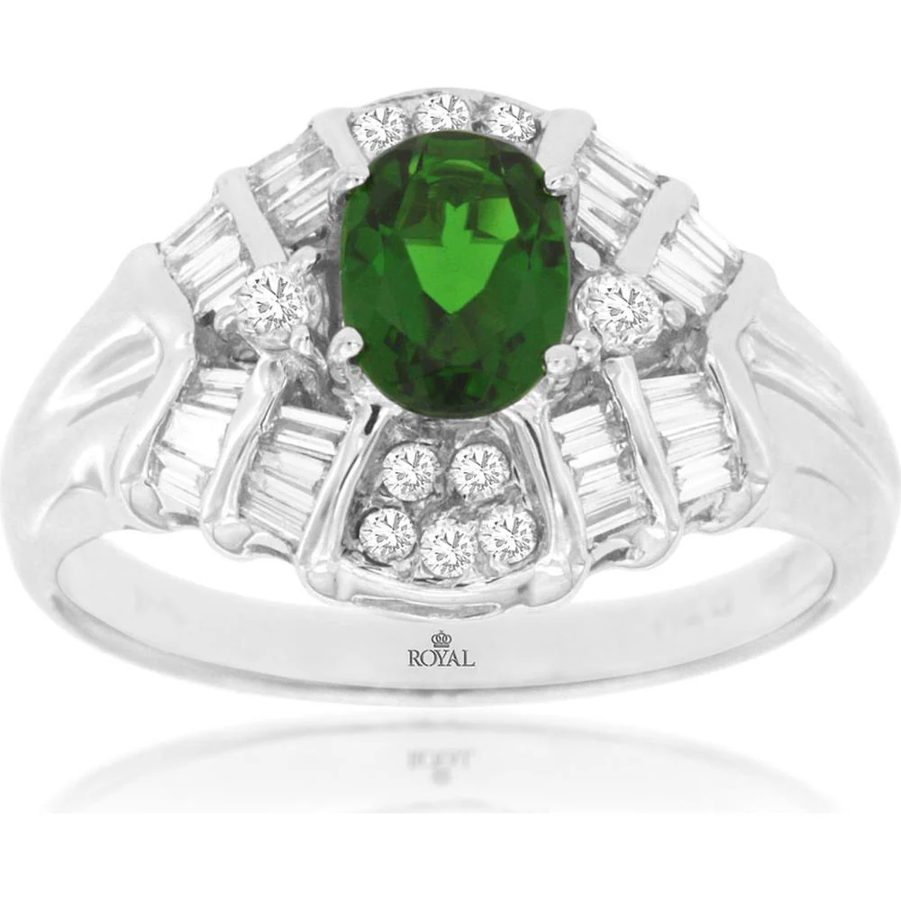 14K White Gold Russalite & Diamond Ring - 1.65 Carats Total Gem Weight - Royal Jewelry