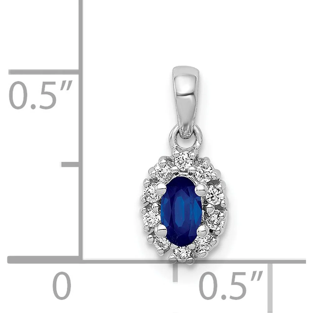 14K White Gold Sapphire and Diamond Halo Pendant - 0.35 Carat Sapphire, 0.10 Carat Diamond by Lumare Gioia - Image 4