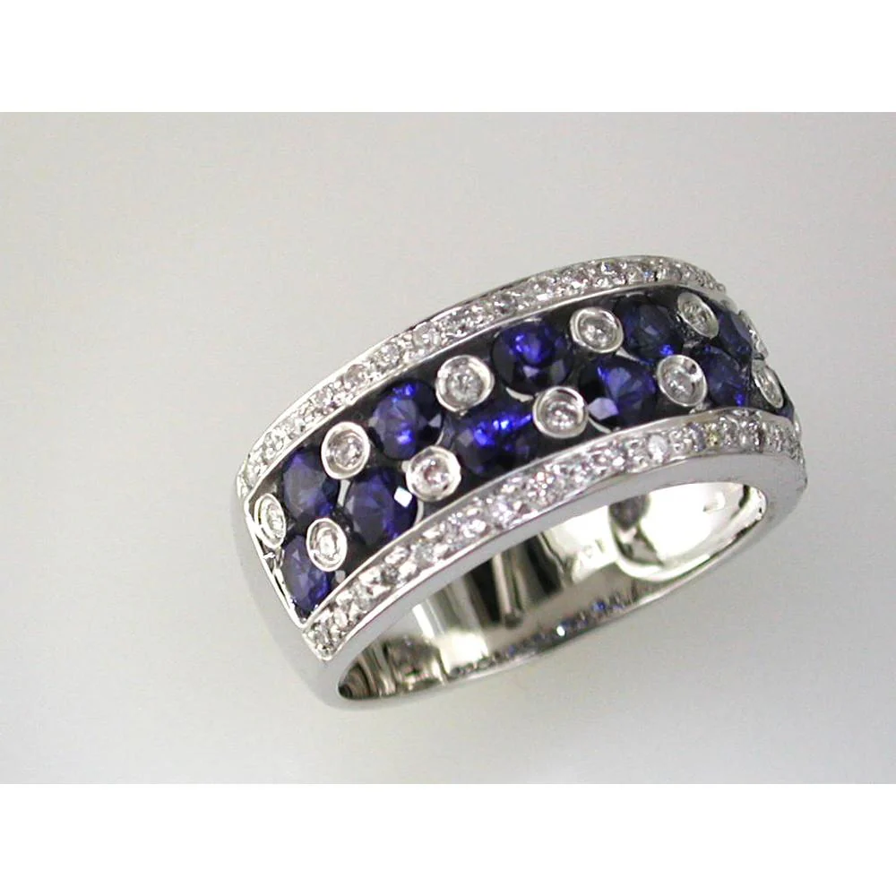 14K White Gold Sapphire & Diamond Ring - 2.15 Carats Total Gem Weight - Royal Jewelry