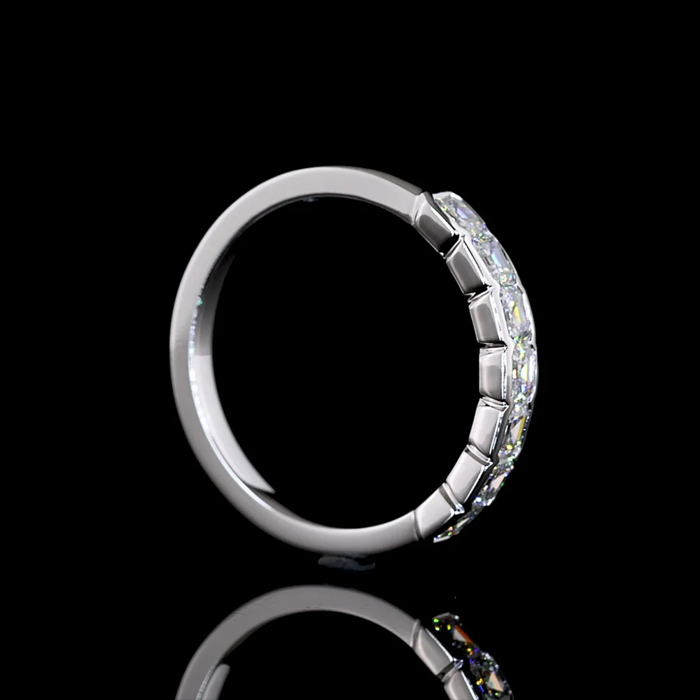 14K White Gold Seven-Stone Eternity Band with Half-Bezel Set Asscher Cut Lab Diamonds - 0.97 Carat Total Weight - Covaloro Fine Jewelry - Image 3