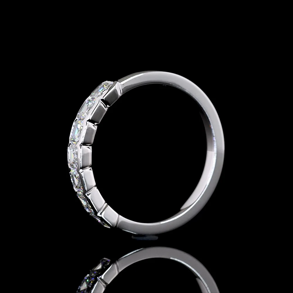 14K White Gold Seven-Stone Eternity Band with Half-Bezel Set Asscher Cut Lab Diamonds - 0.97 Carat Total Weight - Covaloro Fine Jewelry - Image 4