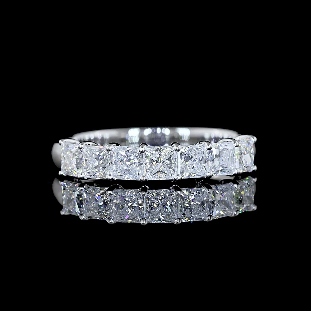 14K White Gold Seven-Stone Eternity Band with Princess Cut Lab Diamonds - 1.14 Carat Total Weight (E-F Color, VS Clarity) - Covaloro Fine Jewelry