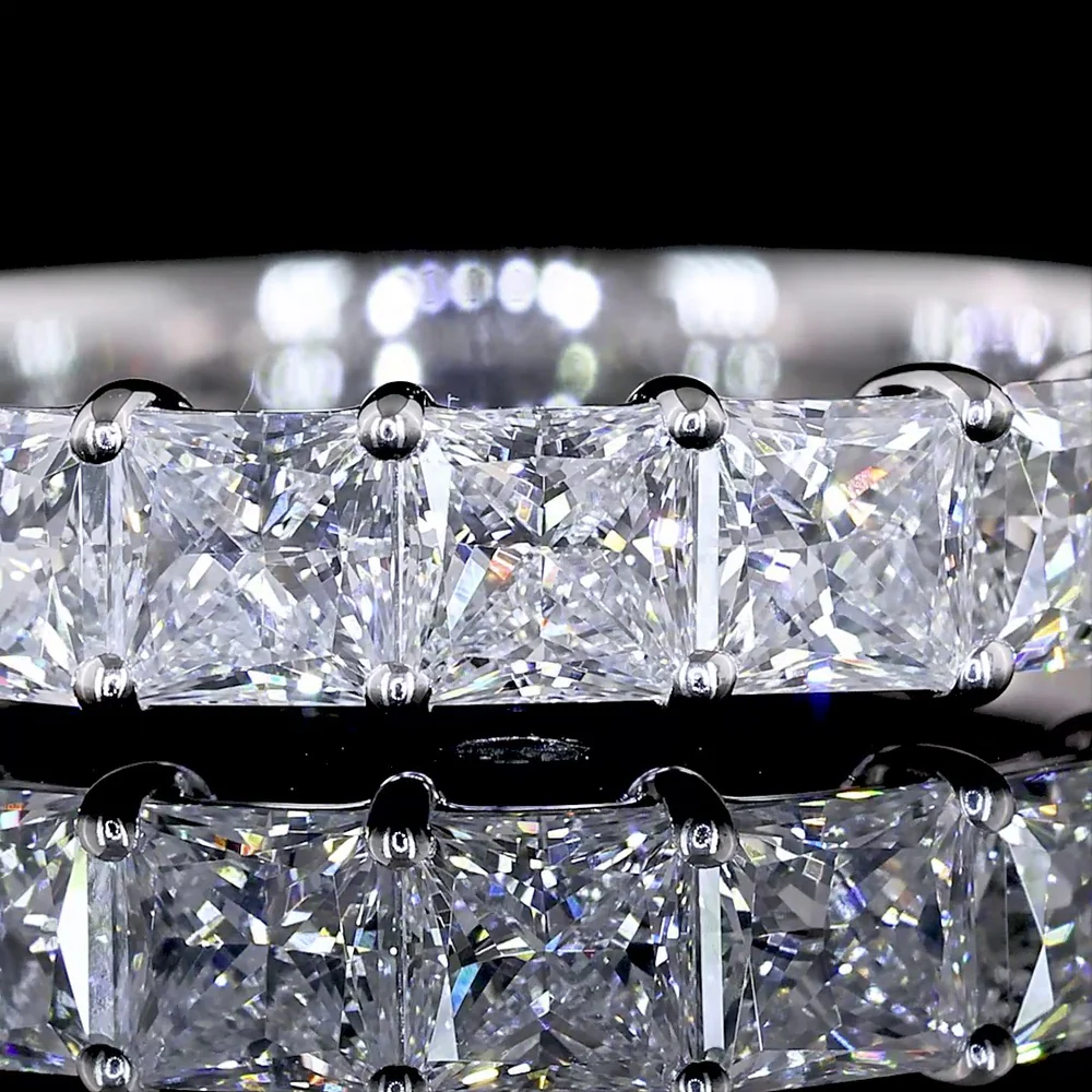 14K White Gold Seven-Stone Eternity Band with Princess Cut Lab Diamonds - 1.14 Carat Total Weight (E-F Color, VS Clarity) - Covaloro Fine Jewelry - Image 2