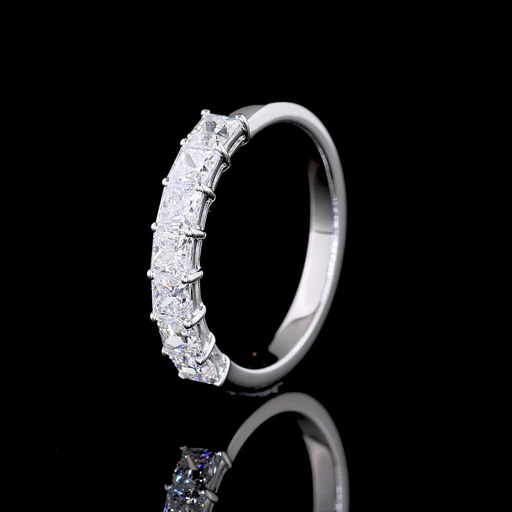 14K White Gold Seven-Stone Eternity Band with Princess Cut Lab Diamonds - 1.14 Carat Total Weight (E-F Color, VS Clarity) - Covaloro Fine Jewelry - Image 4